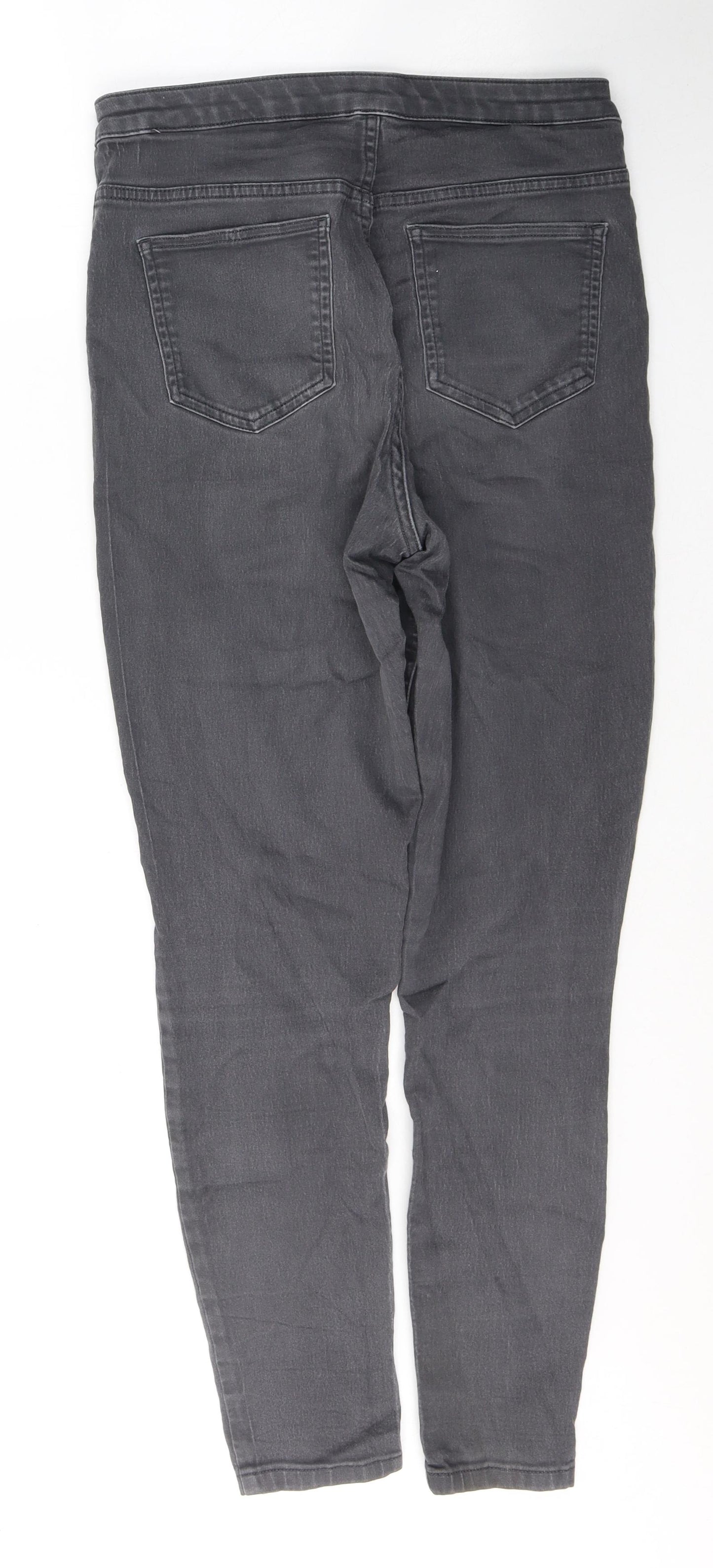 Marks and Spencer Womens Grey  Cotton Skinny Jeans Size 14 L28 in Regular Button