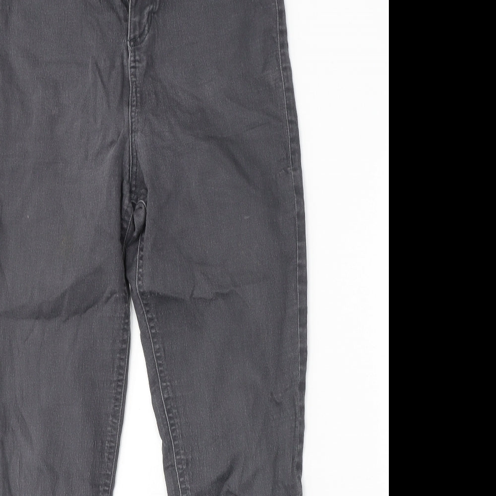 Marks and Spencer Womens Grey  Cotton Skinny Jeans Size 14 L28 in Regular Button