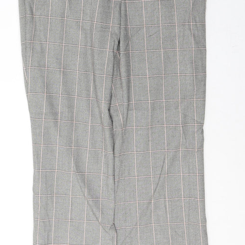 NEXT Womens Green Check Polyester Trousers  Size 12 L30 in Regular Button