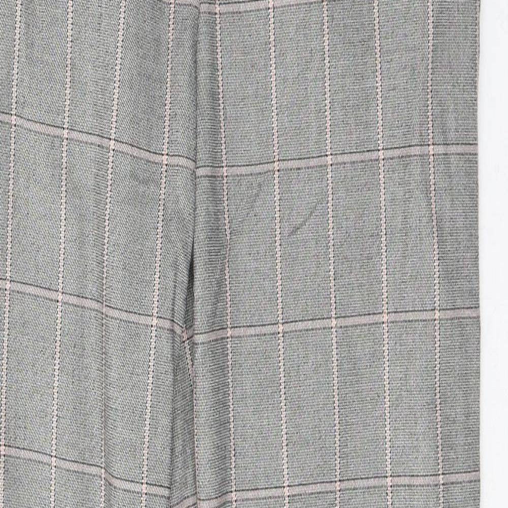 NEXT Womens Green Check Polyester Trousers  Size 12 L30 in Regular Button