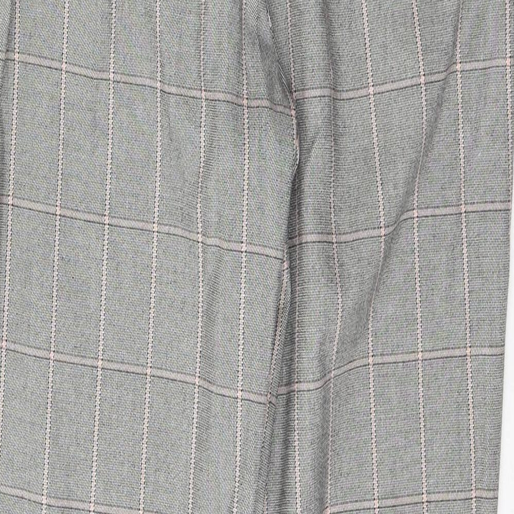 NEXT Womens Green Check Polyester Trousers  Size 12 L30 in Regular Button