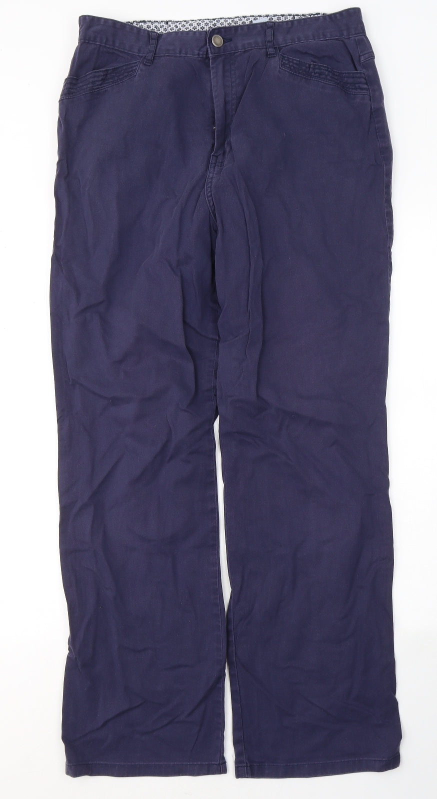 Marks and Spencer Womens Blue  Cotton Straight Jeans Size 12 L29 in Regular Button