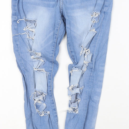 Denim & Co. Womens Blue  Cotton Skinny Jeans Size 10 L27 in Regular Button