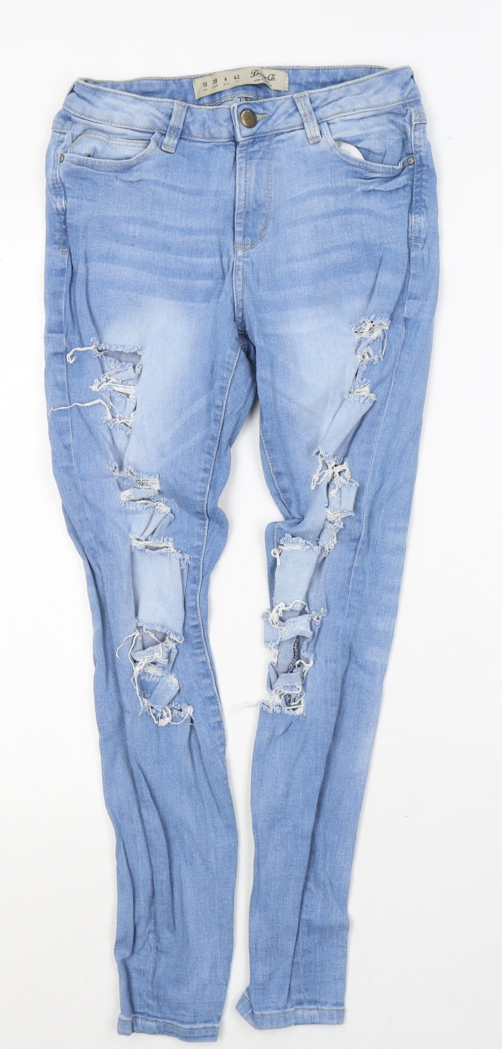 Denim & Co. Womens Blue Cotton Skinny Jeans Size 10 L27 in Regular Button