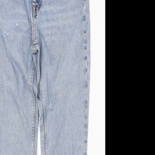 Zara Womens Blue  Cotton Straight Jeans Size 8 L28 in Regular Buckle