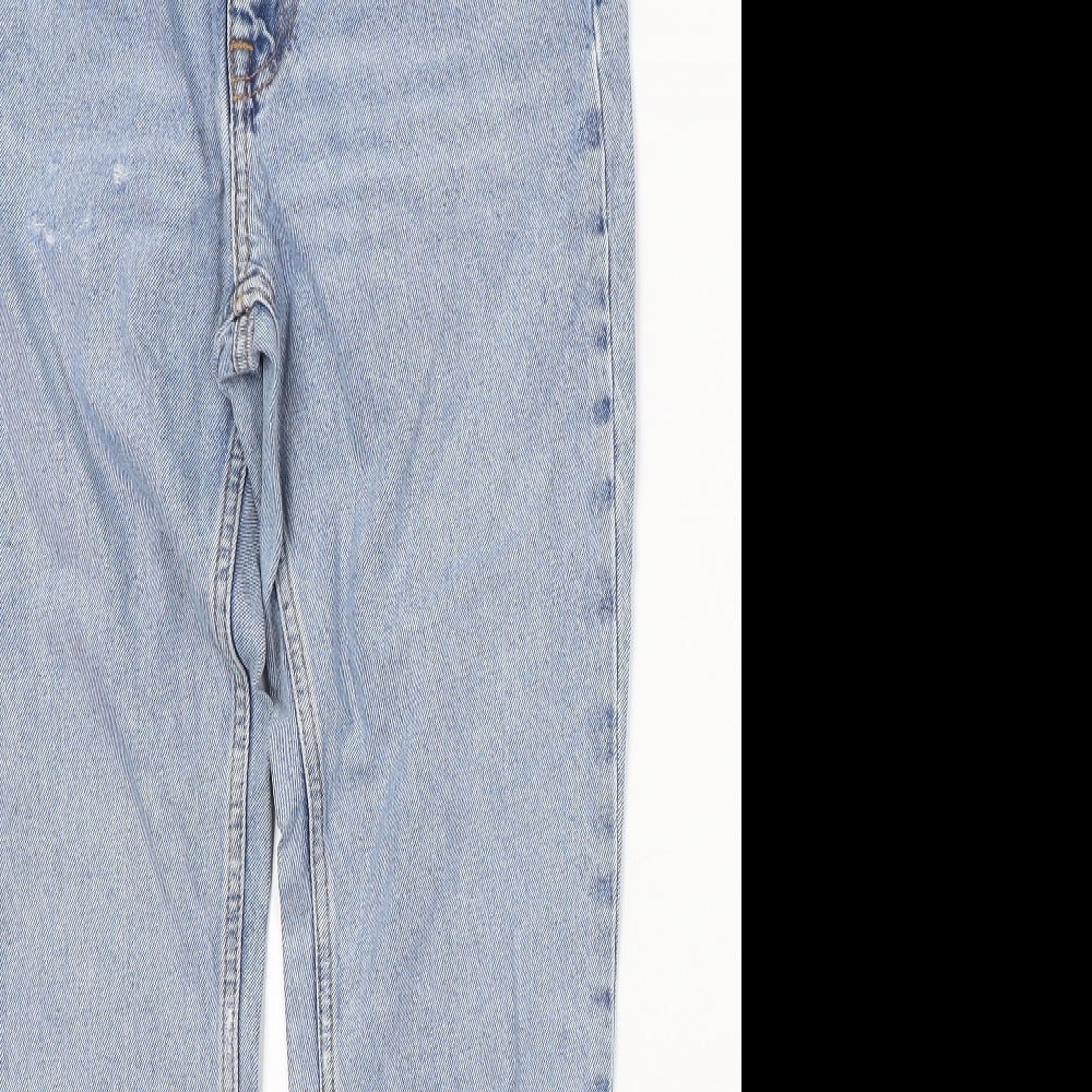 Zara Womens Blue  Cotton Straight Jeans Size 8 L28 in Regular Buckle