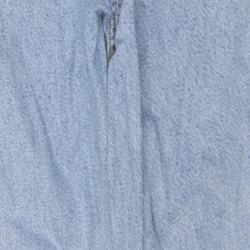 Zara Womens Blue  Cotton Straight Jeans Size 8 L28 in Regular Buckle