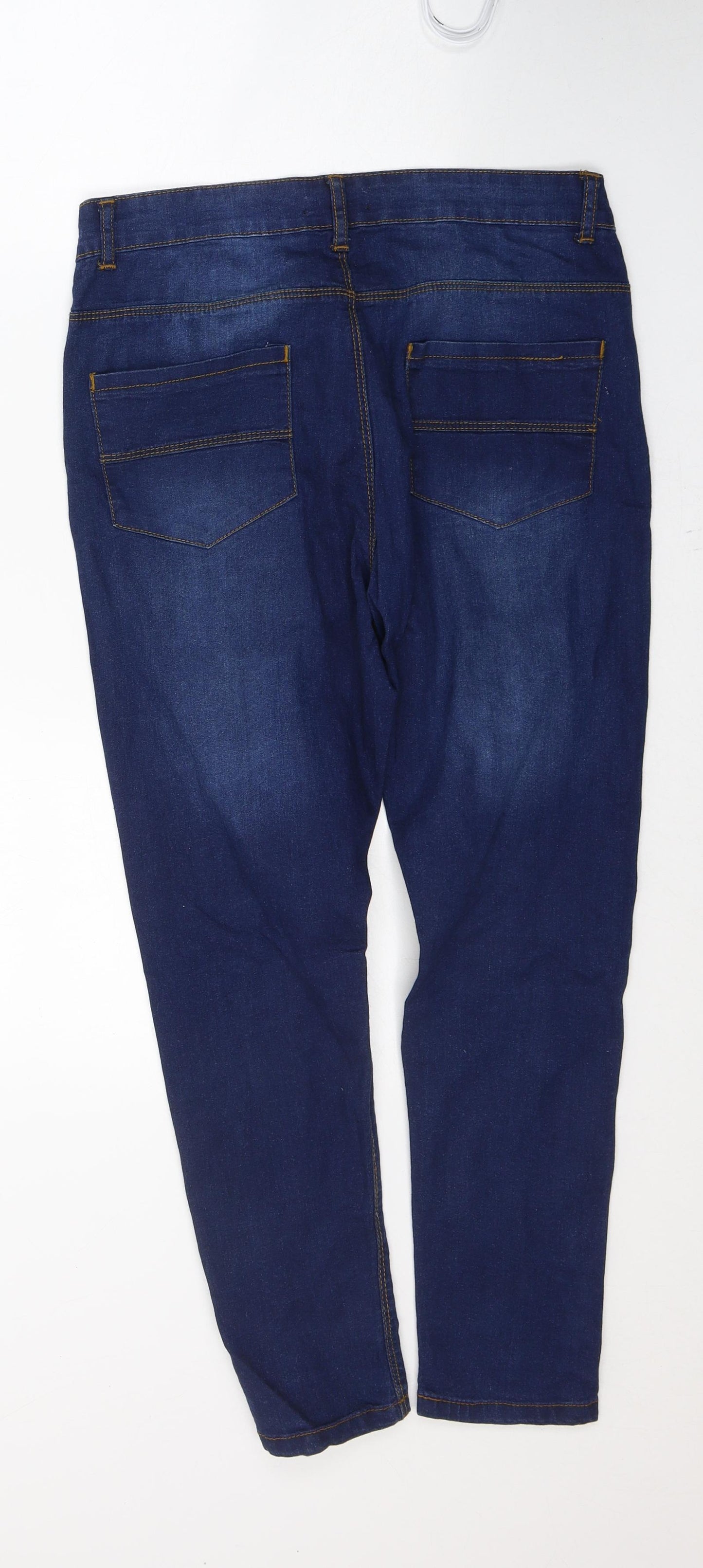Preworn Womens Blue  Cotton Cropped Jeans Size 30 in L24 in Regular Button