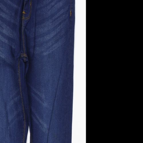 Preworn Womens Blue  Cotton Cropped Jeans Size 30 in L24 in Regular Button