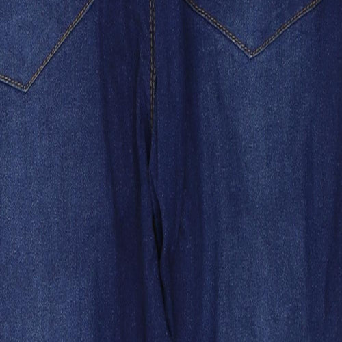 Preworn Womens Blue  Cotton Cropped Jeans Size 30 in L24 in Regular Button