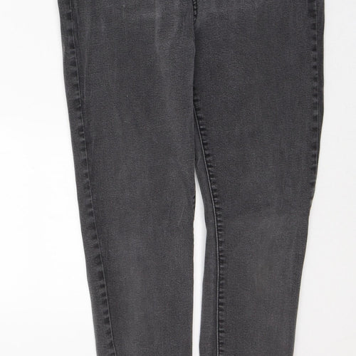 Denim & Co. Womens Grey  Cotton Skinny Jeans Size 14 L27 in Regular Button