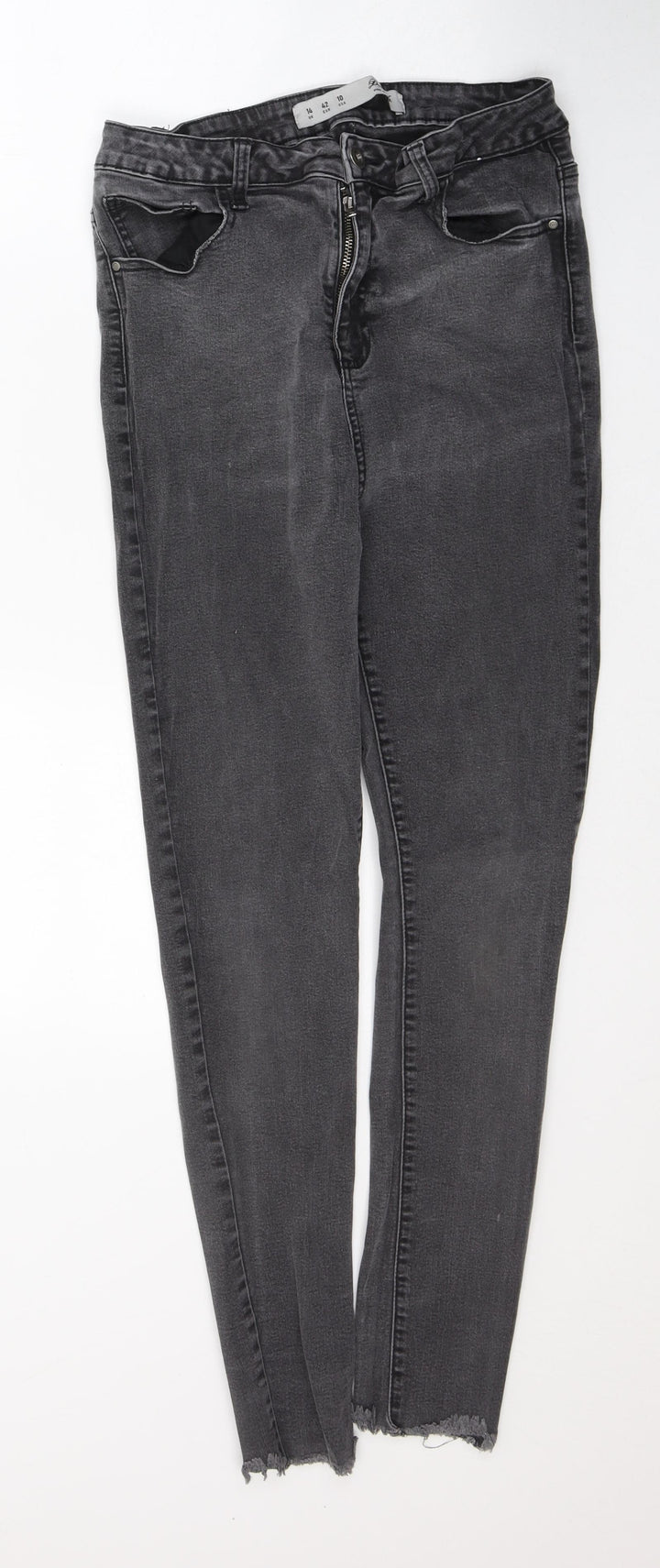 Denim & Co. Womens Grey Cotton Skinny Jeans Size 14 L27 in Regular Button