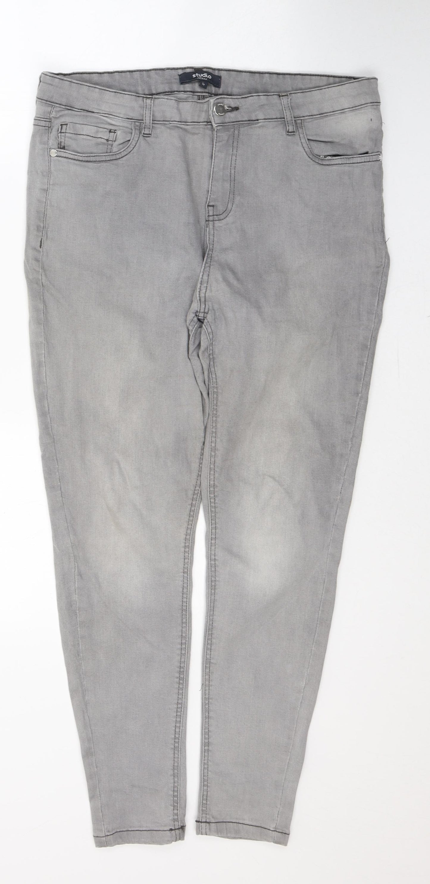 Studio Womens Grey  Cotton Skinny Jeans Size 10 L26 in Regular Button