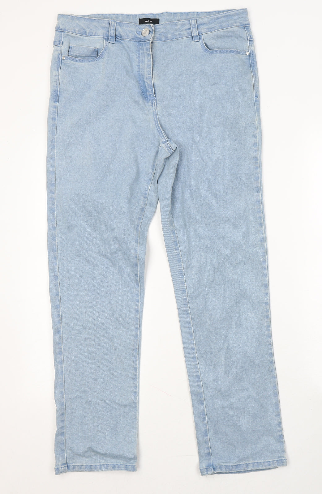 M&Co Womens Blue  Cotton Skinny Jeans Size 14 L28 in Slim Button