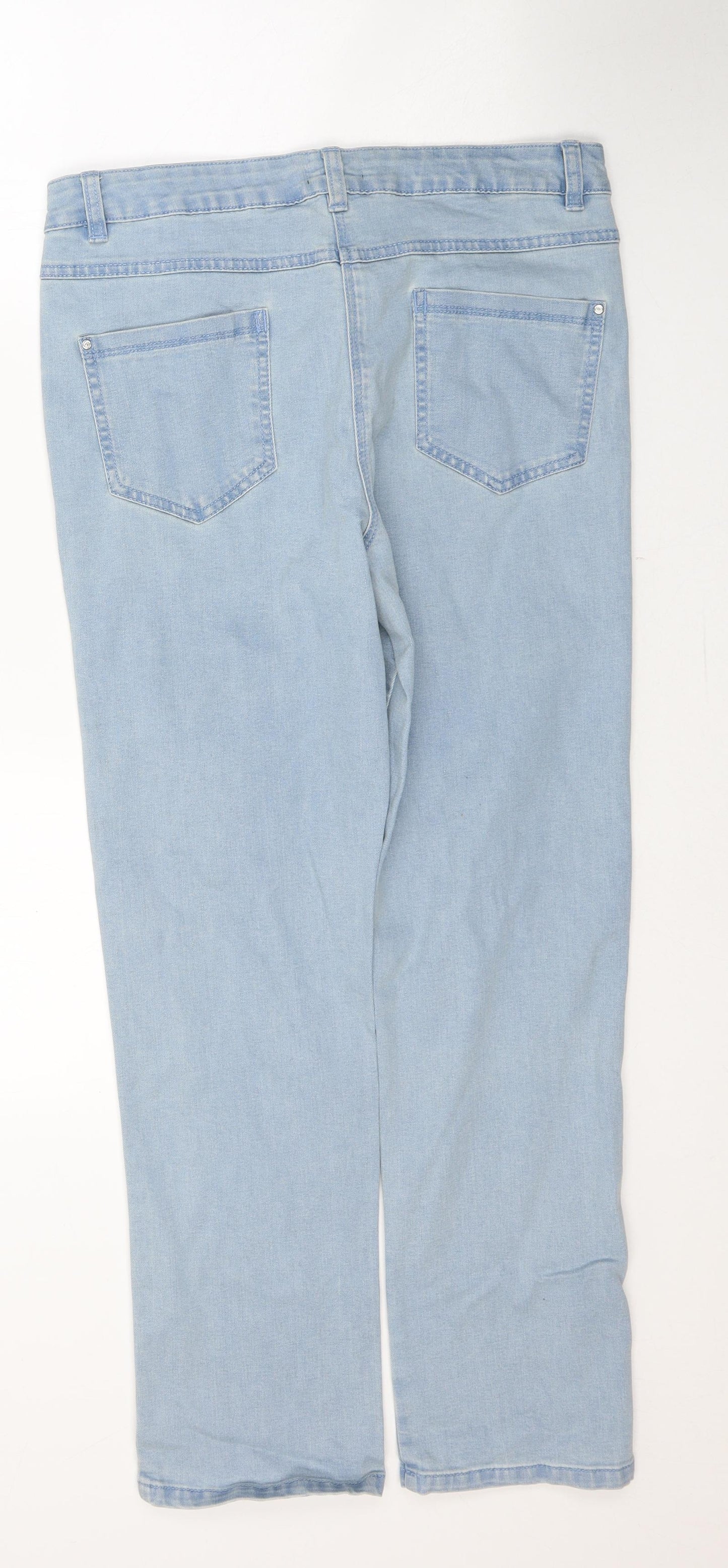 M&Co Womens Blue  Cotton Skinny Jeans Size 14 L28 in Slim Button