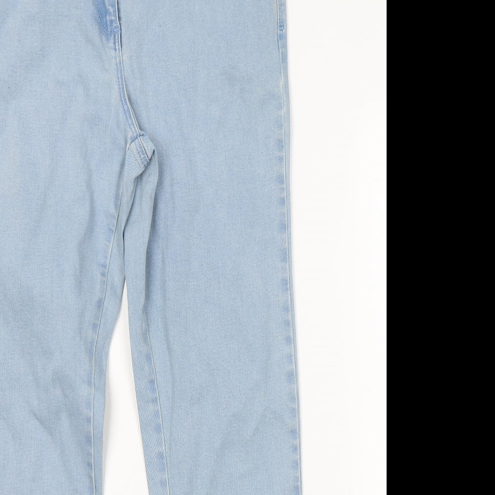 M&Co Womens Blue  Cotton Skinny Jeans Size 14 L28 in Slim Button