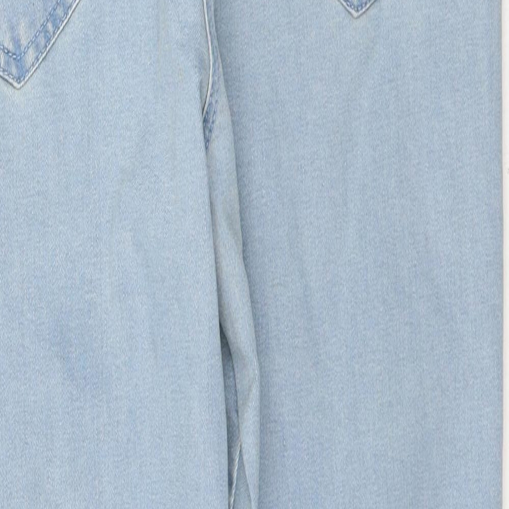 M&Co Womens Blue  Cotton Skinny Jeans Size 14 L28 in Slim Button