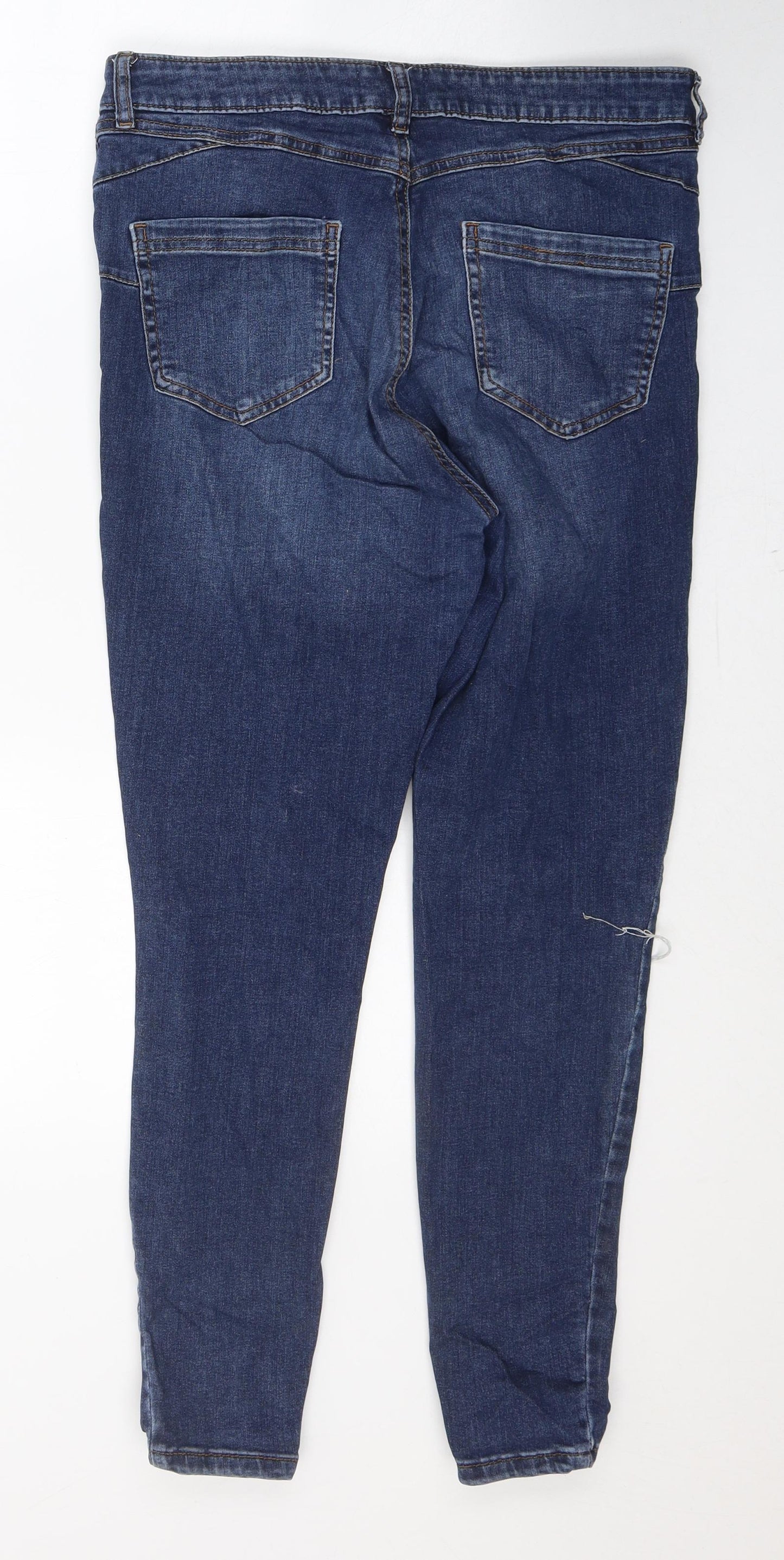 F&F Womens Blue  Cotton Skinny Jeans Size 14 L25 in Regular Button