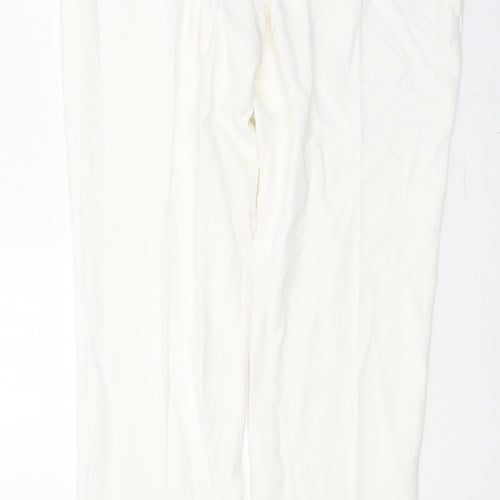 Hudson & Onslow Womens White  Polyester Trousers  Size 12 L30 in Regular Button