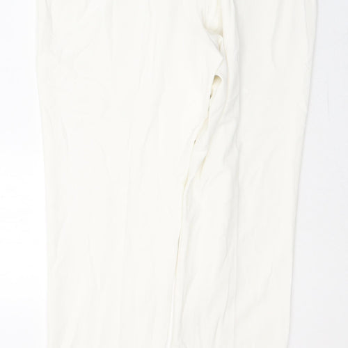 Hudson & Onslow Womens White  Polyester Trousers  Size 12 L30 in Regular Button