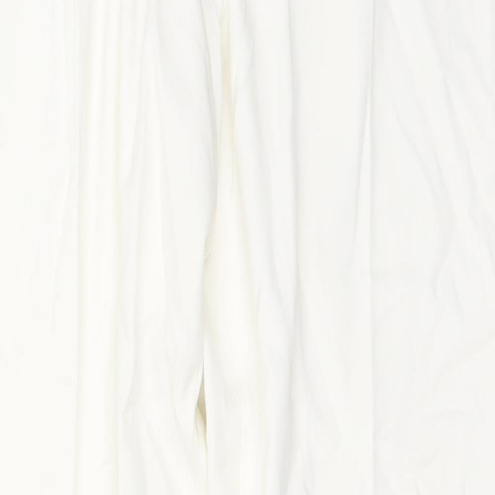 Hudson & Onslow Womens White  Polyester Trousers  Size 12 L30 in Regular Button