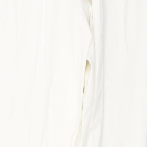 Hudson & Onslow Womens White  Polyester Trousers  Size 12 L30 in Regular Button