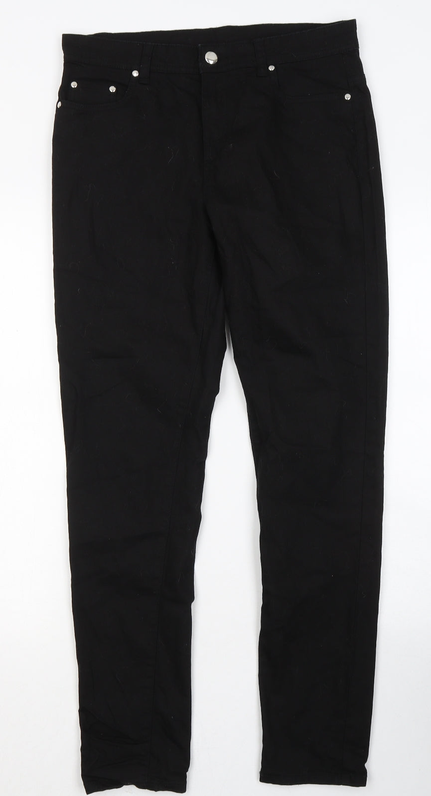 Essentials Womens Black  Cotton Skinny Jeans Size 12 L29 in Regular Button