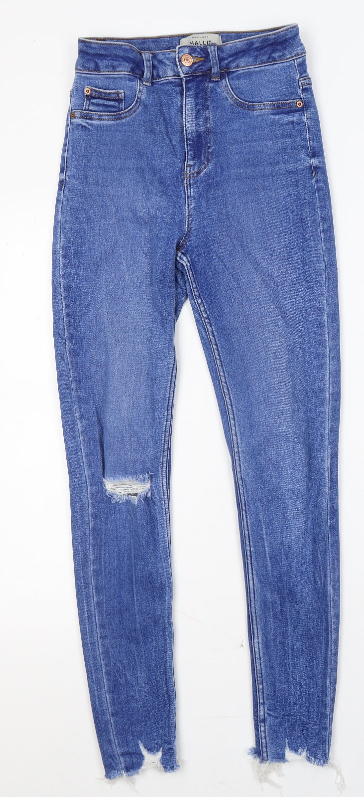 New Look Womens Blue  Cotton Skinny Jeans Size 8 L28 in Regular Button