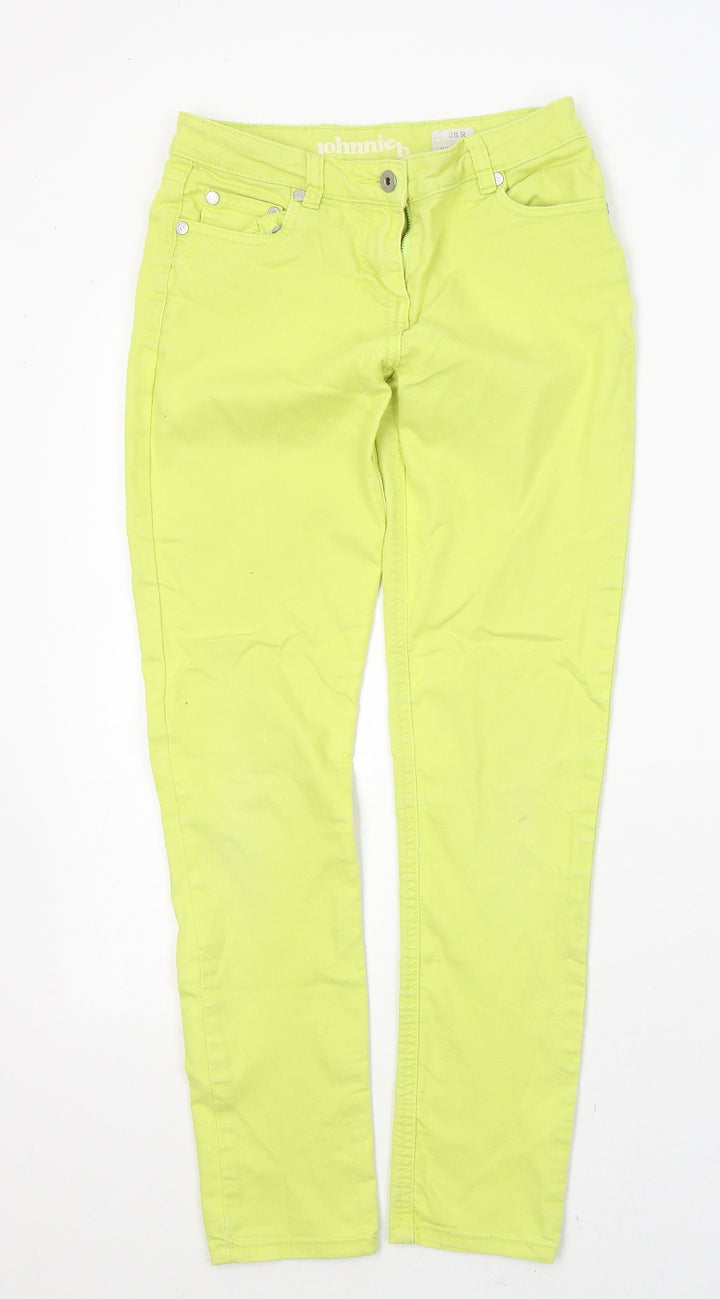 Johnnie B Womens Yellow  Cotton Skinny Jeans Size 28 in L27 in Regular Button - Neon Yellow