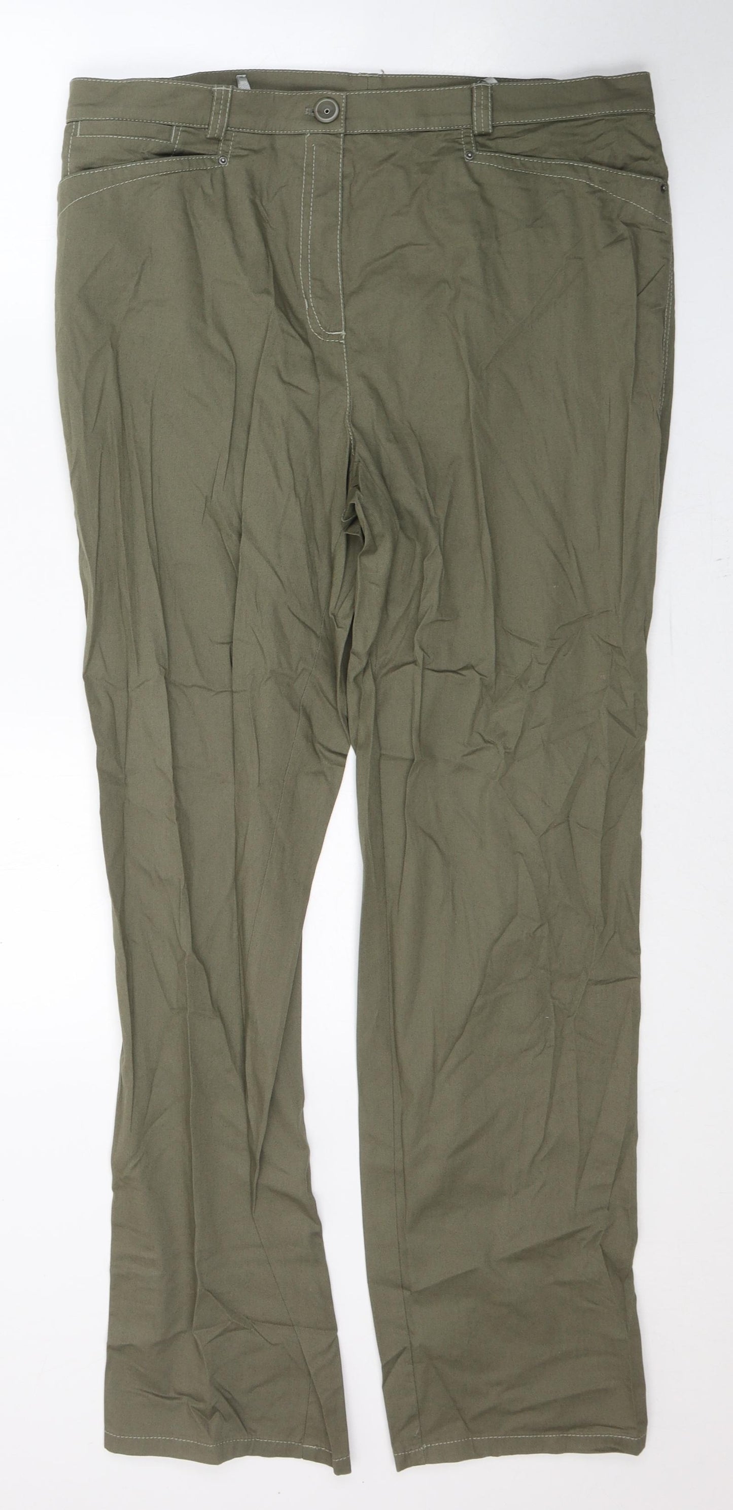 Gelco Womens Green  Cotton Straight Jeans Size 20 L32 in Regular Button