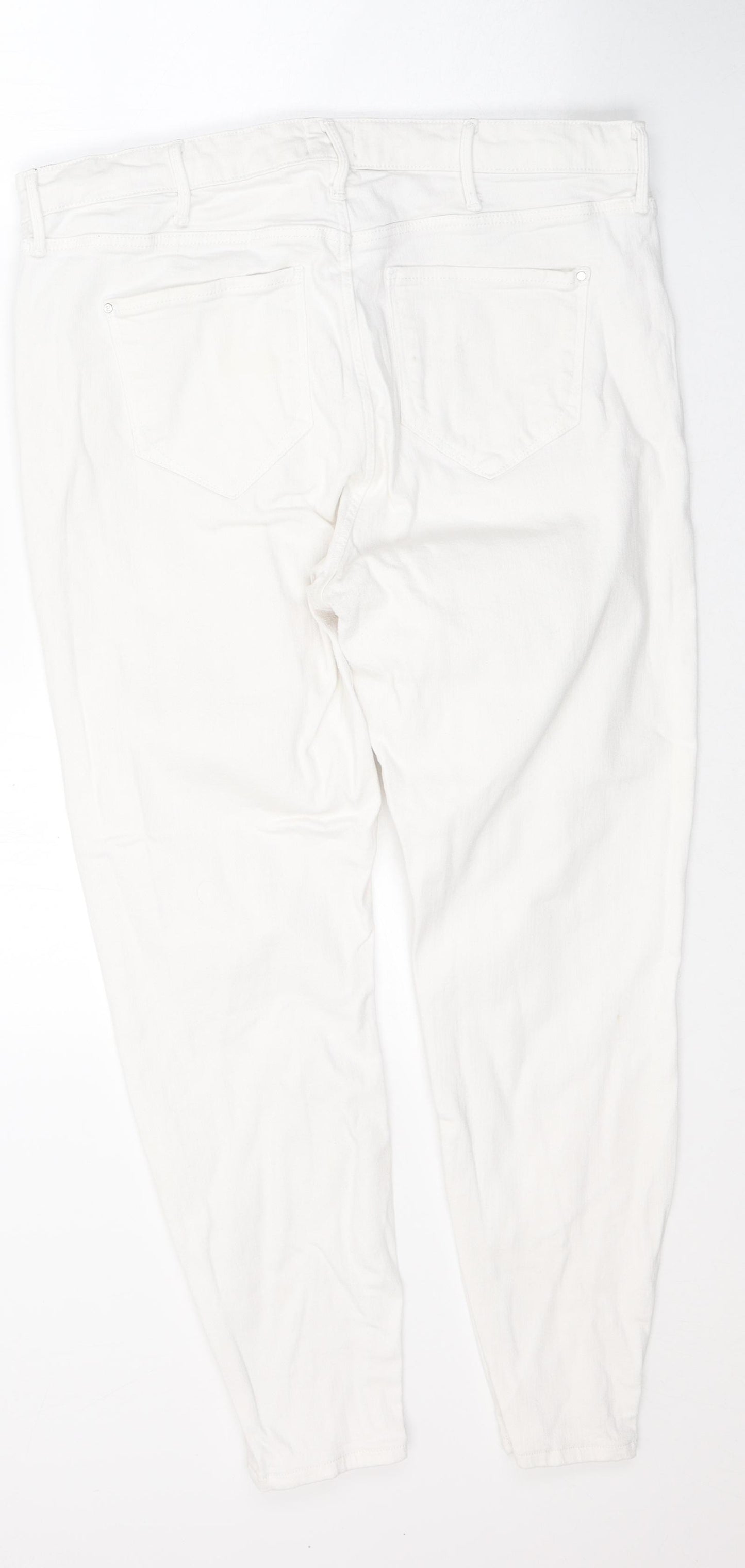 River Island Womens White  Cotton Straight Jeans Size 18 L25 in Regular Button