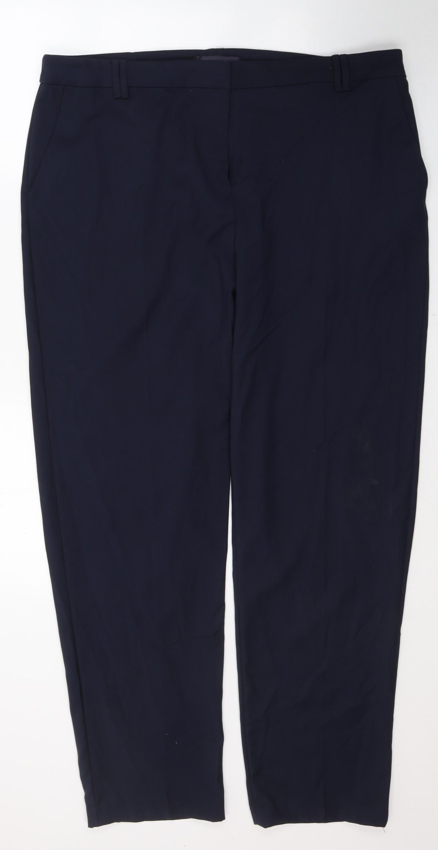 Marks and Spencer Womens Blue  Polyester Trousers  Size 18 L31 in Regular Button