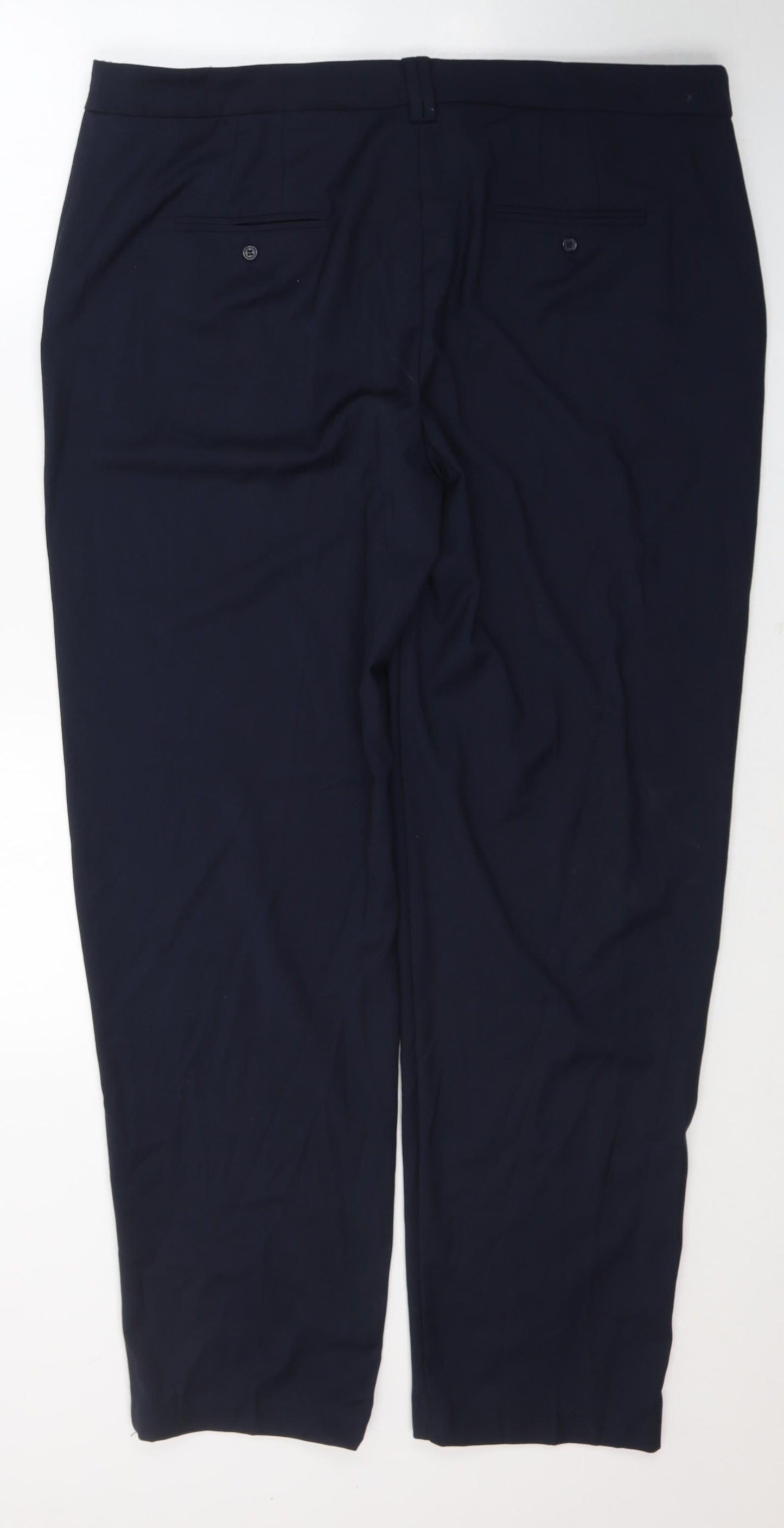 Marks and Spencer Womens Blue  Polyester Trousers  Size 18 L31 in Regular Button