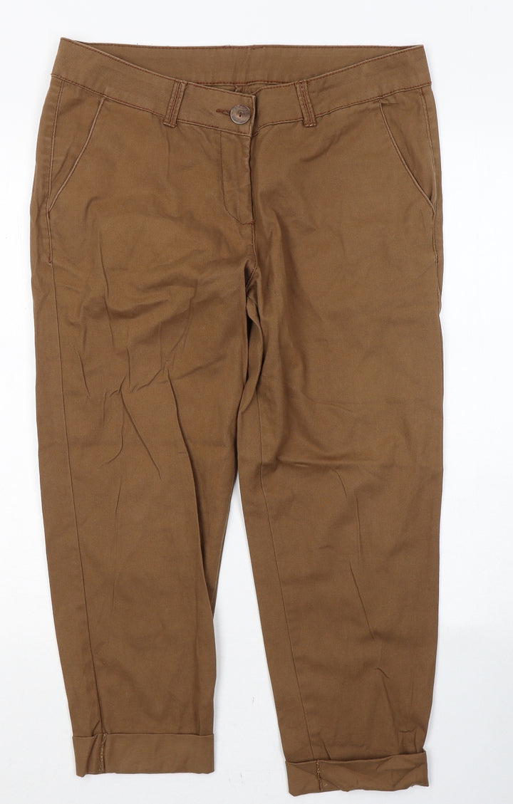 Preworn Womens Brown Cotton Cropped Jeans Size 32 L22 in Regular Button