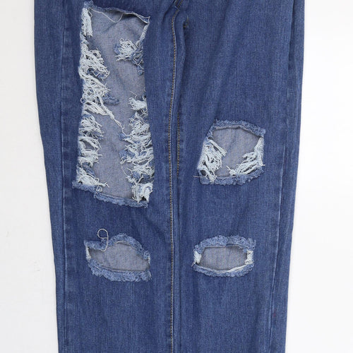 SheIn Womens Blue  Cotton Straight Jeans Size L L32 in Regular Button