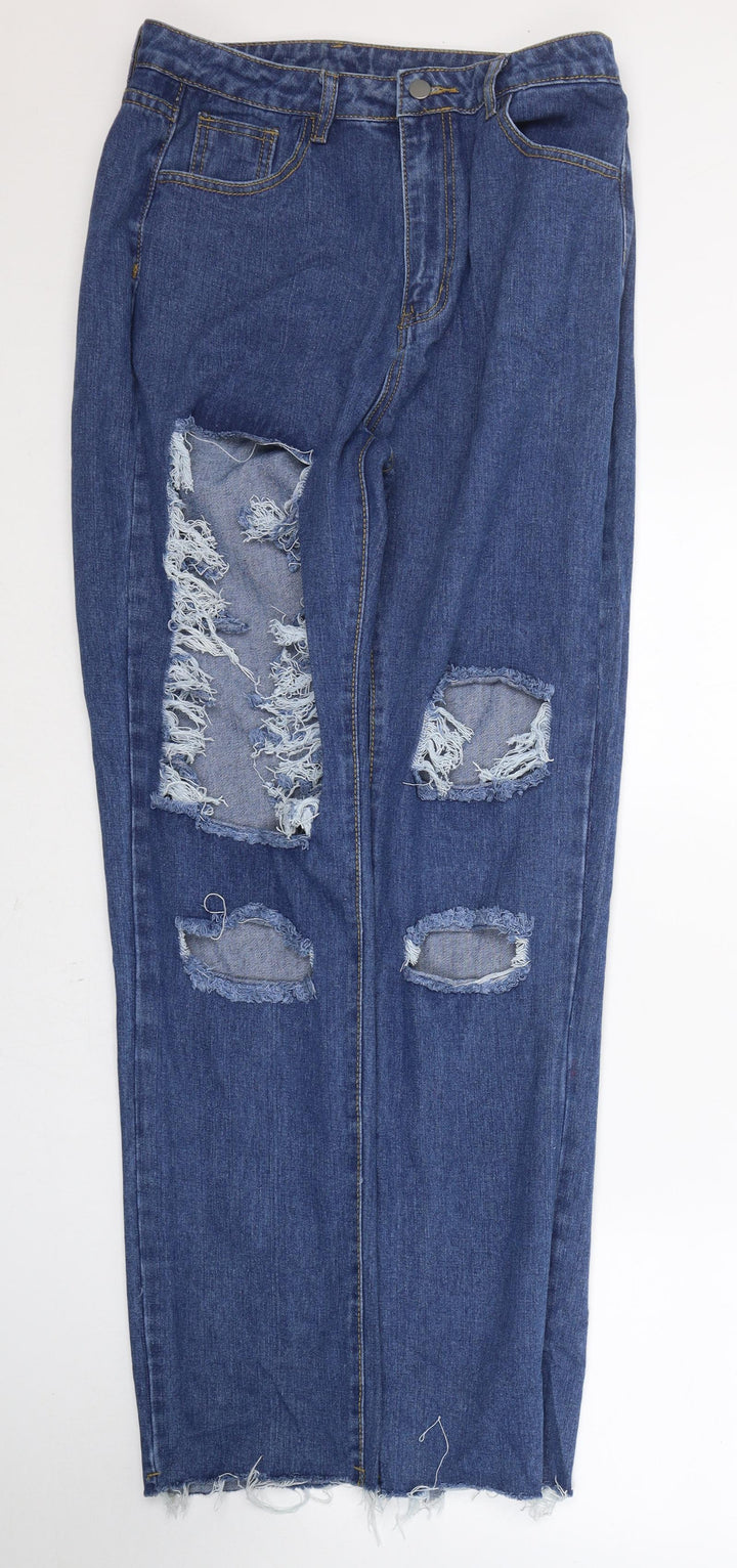 SheIn Womens Blue Cotton Straight Jeans Size L L32 in Regular Button