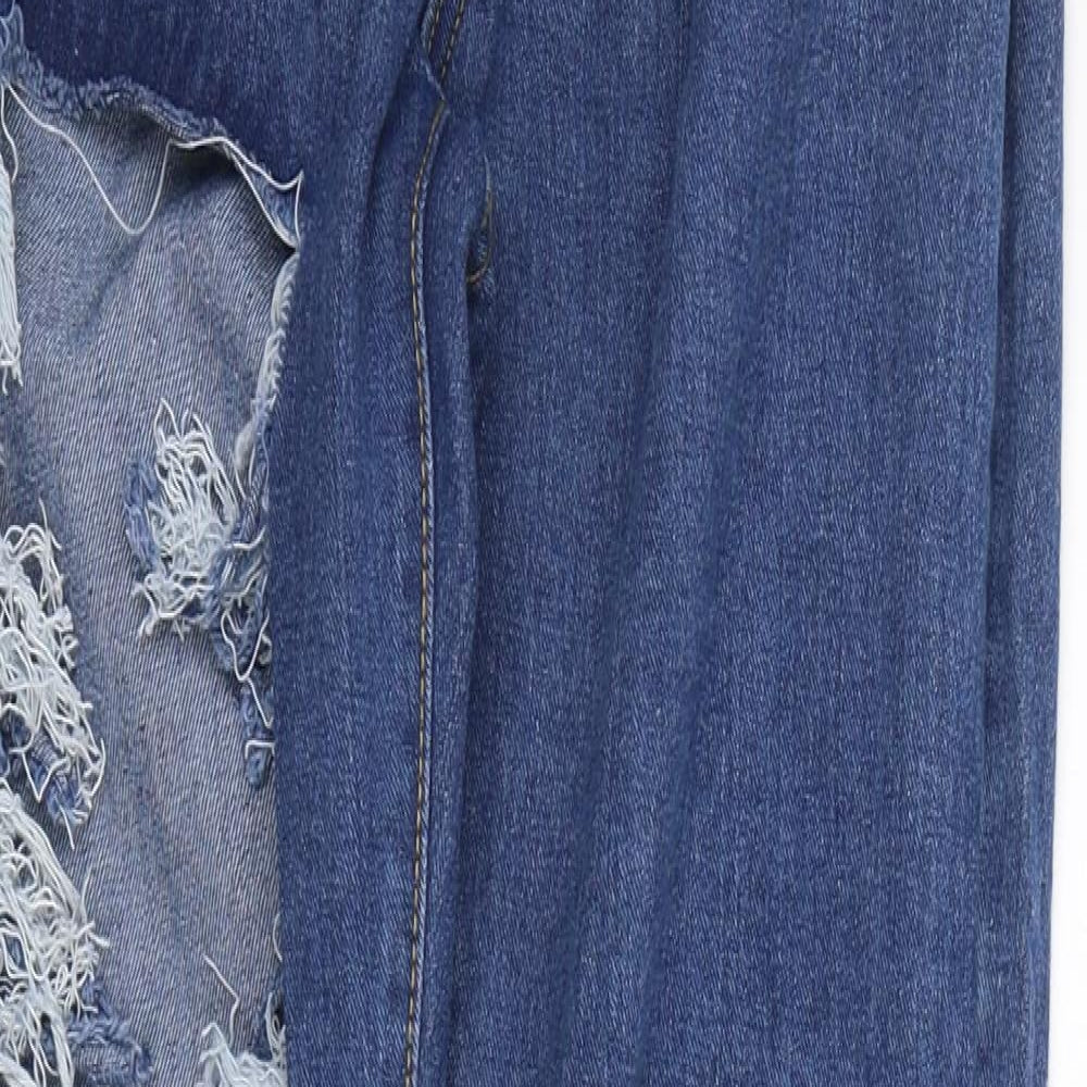 SheIn Womens Blue  Cotton Straight Jeans Size L L32 in Regular Button