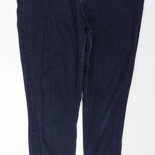 Marks and Spencer Womens Blue  Cotton Skinny Jeans Size 14 L24 in Regular Button