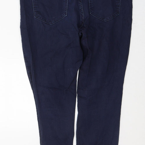 Marks and Spencer Womens Blue  Cotton Skinny Jeans Size 14 L24 in Regular Button