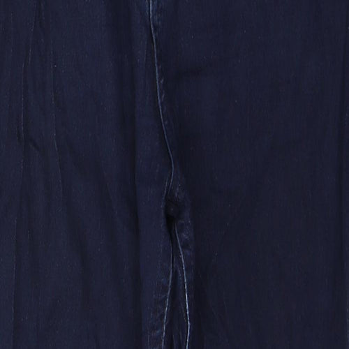Marks and Spencer Womens Blue  Cotton Skinny Jeans Size 14 L24 in Regular Button