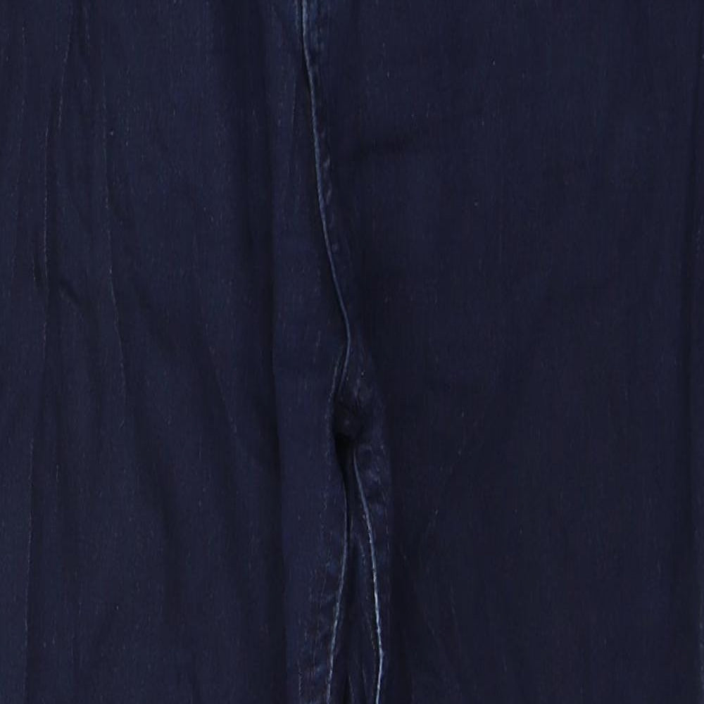 Marks and Spencer Womens Blue  Cotton Skinny Jeans Size 14 L24 in Regular Button