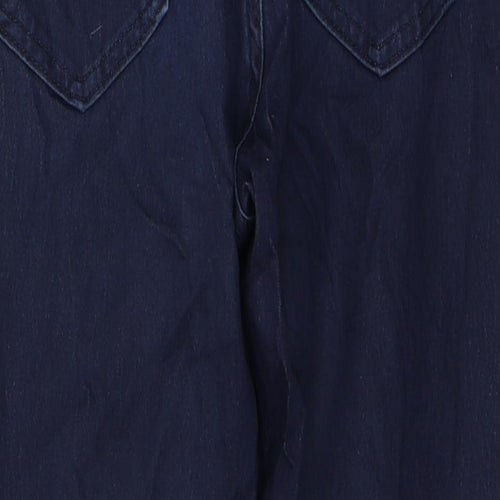 Marks and Spencer Womens Blue  Cotton Skinny Jeans Size 14 L24 in Regular Button