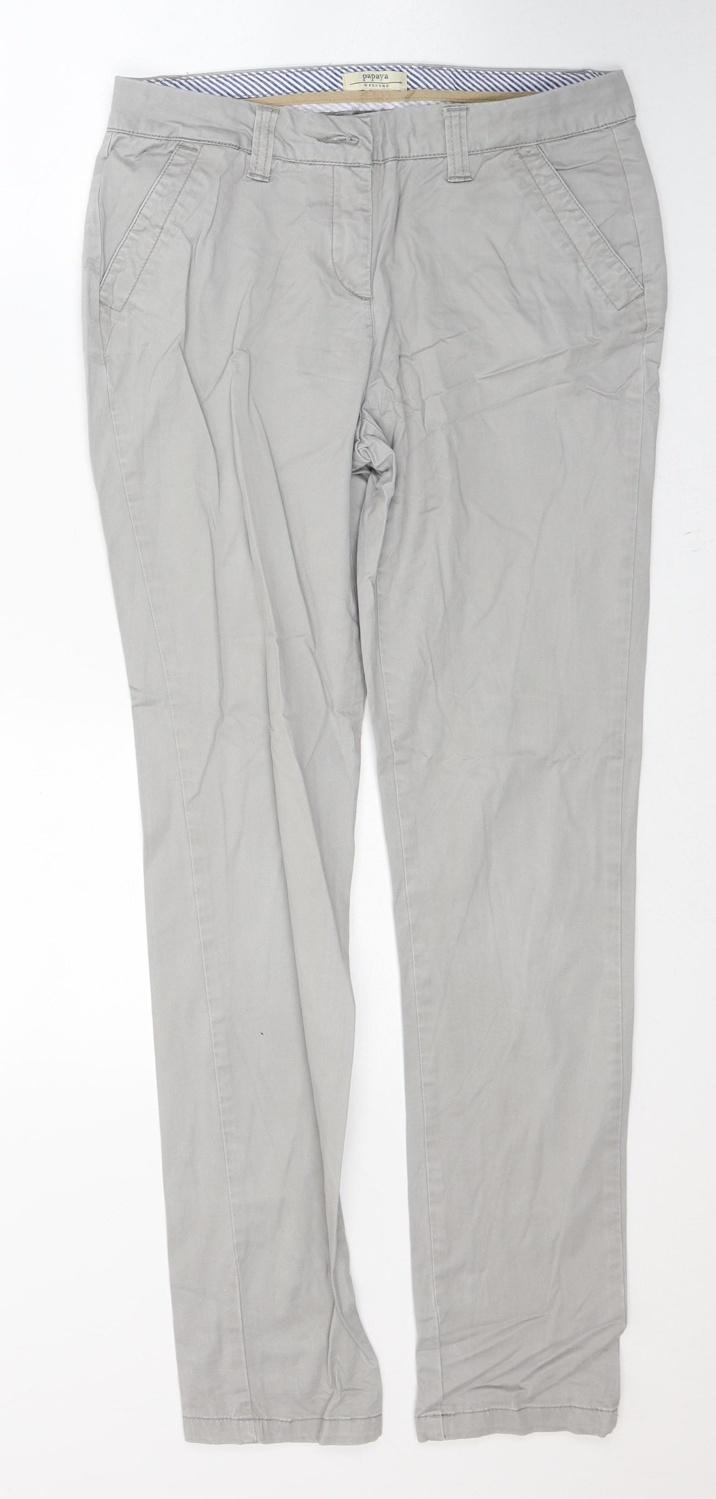 Papaya Womens Grey  Cotton Straight Jeans Size 10 L30 in Regular Button