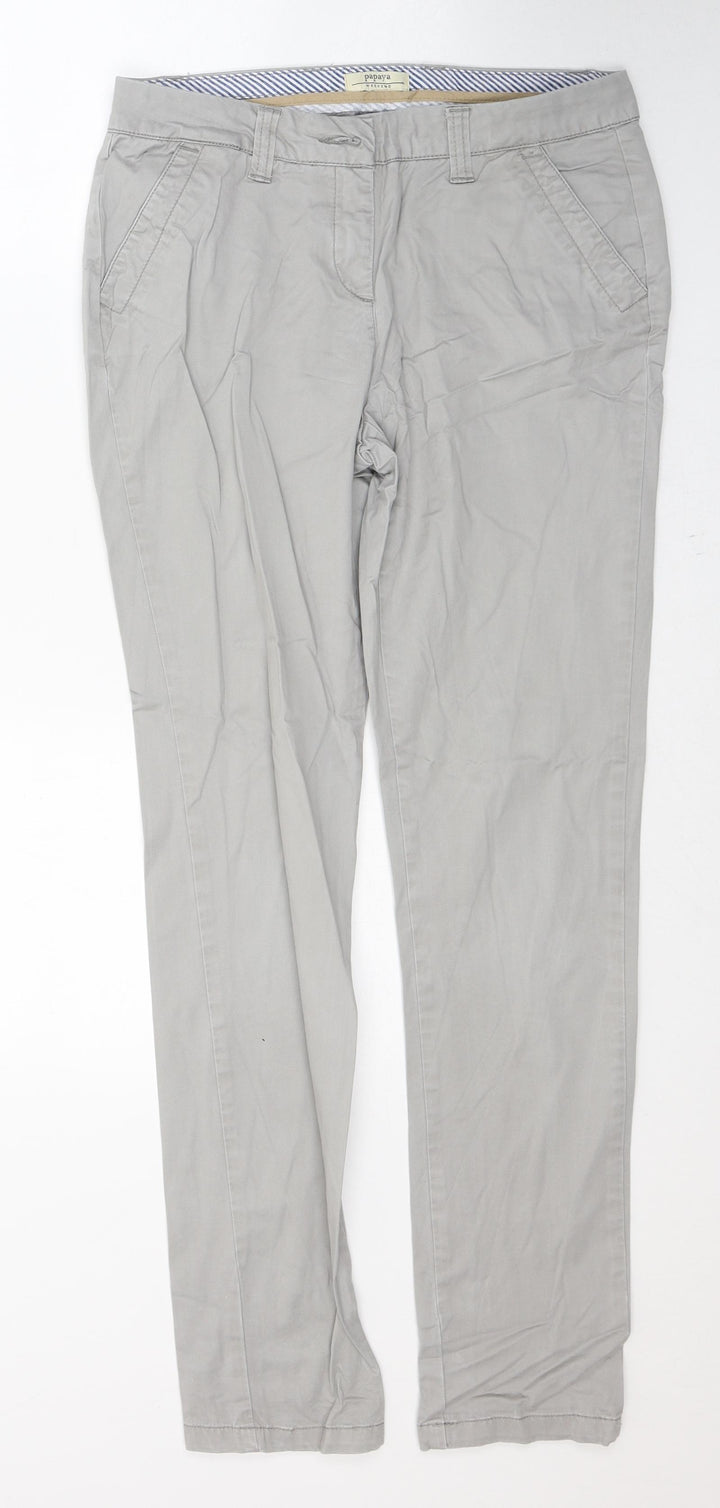 Papaya Womens Grey  Cotton Straight Jeans Size 10 L30 in Regular Button
