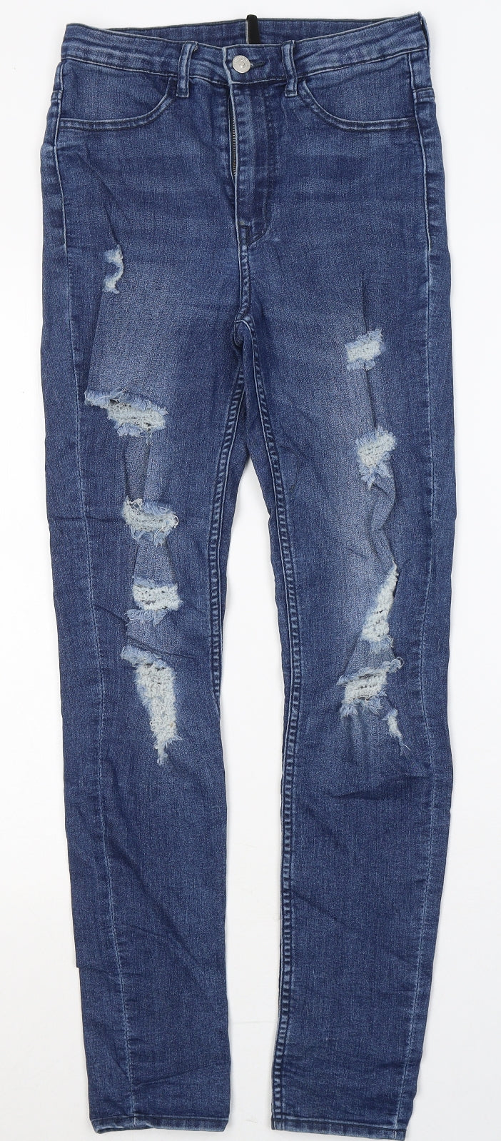 Divided by H&M Womens Blue Cotton Skinny Jeans Size 8 L29 in Regular Button