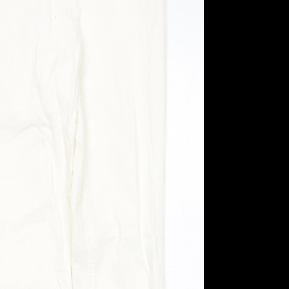 Per Una Womens White  Cotton Straight Jeans Size 12 L29 in Regular Button