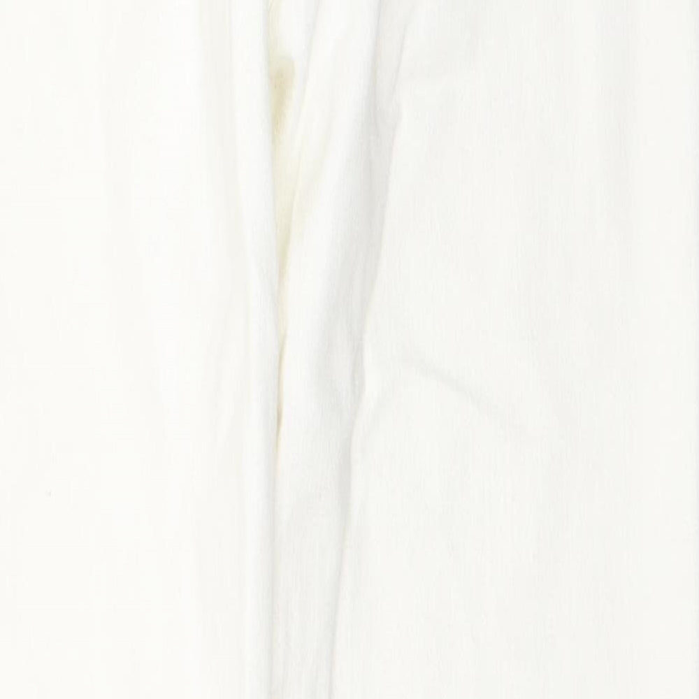 Per Una Womens White  Cotton Straight Jeans Size 12 L29 in Regular Button