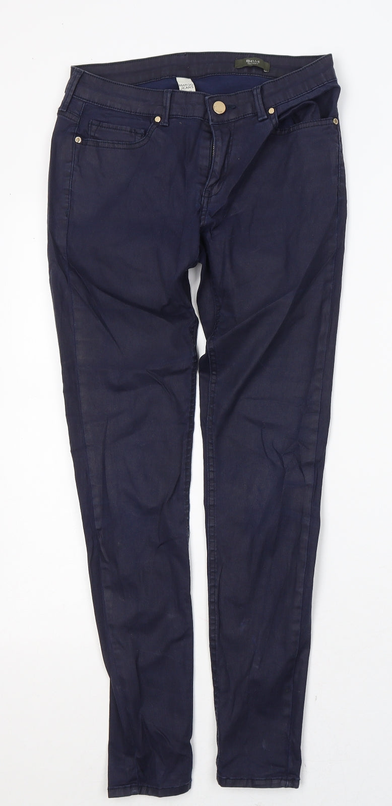 Mango Womens Black  Cotton Skinny Jeans Size 10 L28 in Regular Button