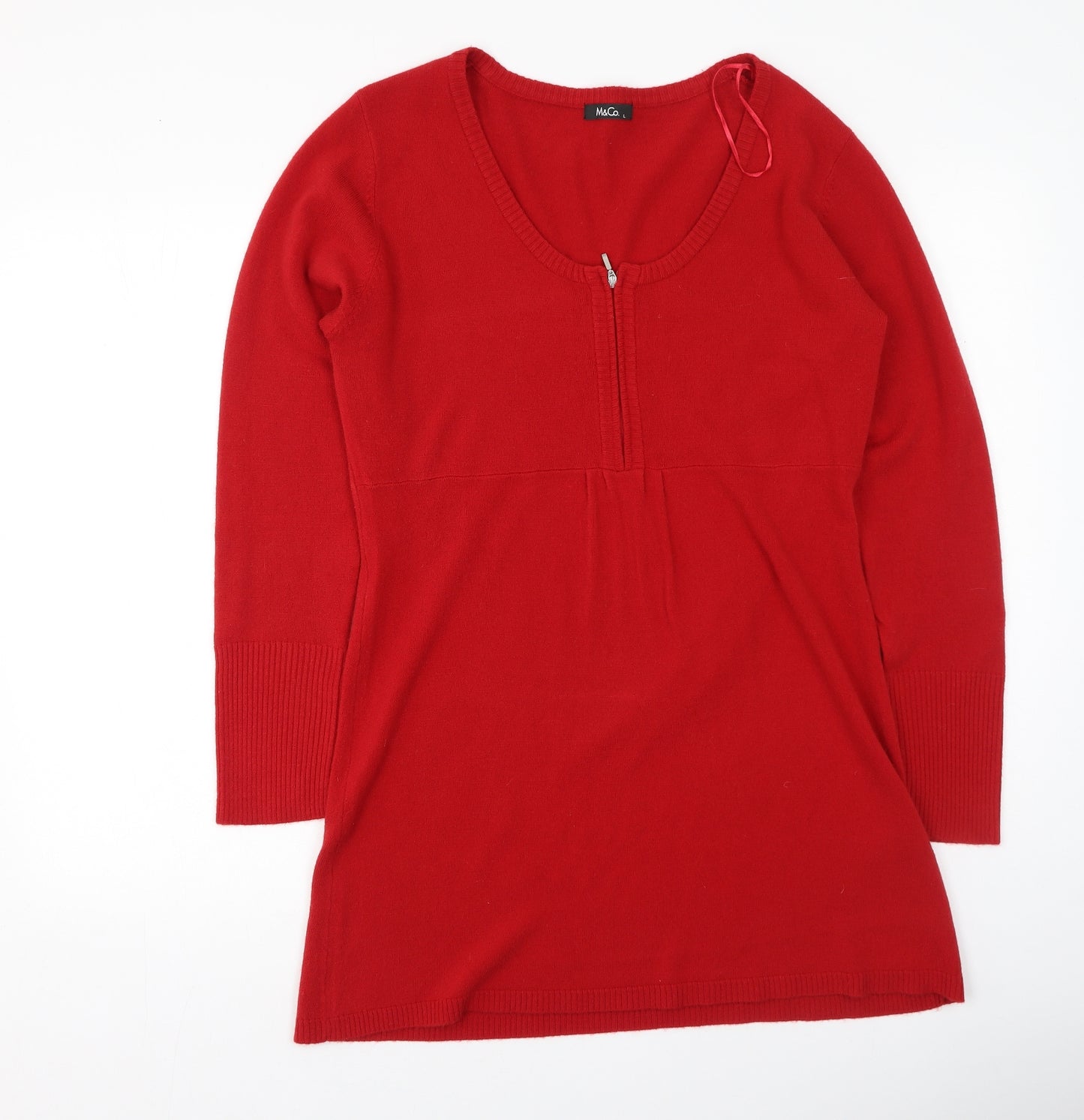 M&Co Womens Red  Acrylic Jumper Dress  Size L  Round Neck