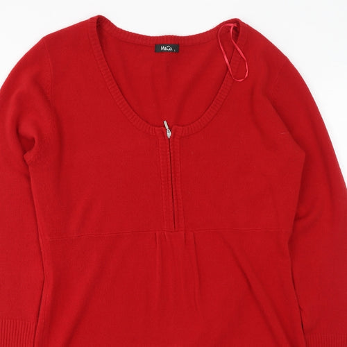 M&Co Womens Red  Acrylic Jumper Dress  Size L  Round Neck